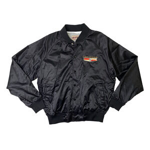 Vintage Chevrolet Jacket Mens Large Flannel Lined Satin Baseball Bomber West Ark